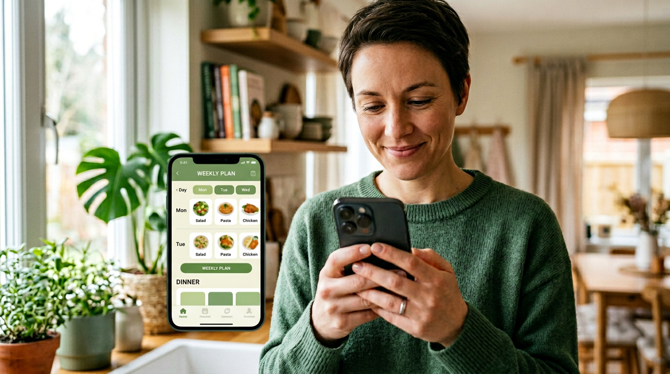 A szülők okostelefonon ellenőrzik a menütervet